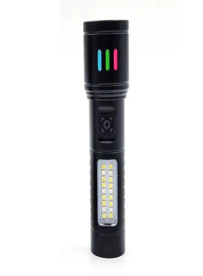 MZ 625 (RECHAREABLE LED Metal Torch) Zoomable 6 Modes 15W+COB Light - Image 2